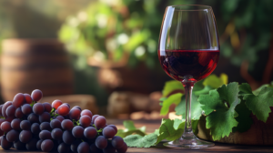red wine and grapes