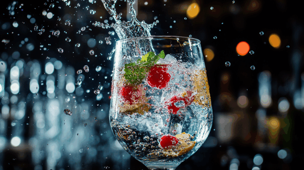 glass of gin with fruit