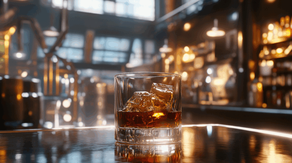 whiskey glass in a bar