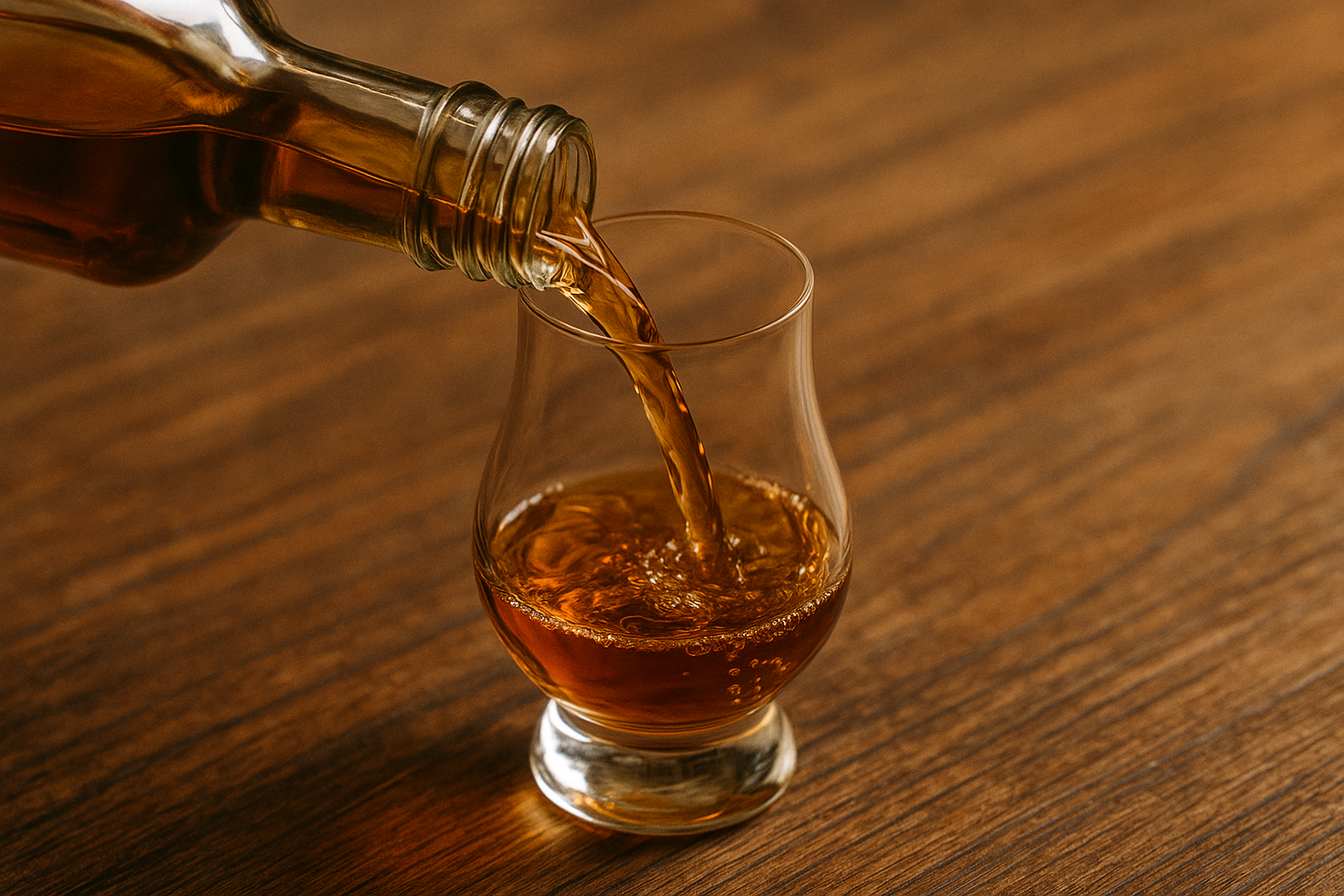 whiskey pouring into glass