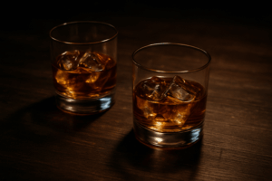 two whiskey glasses