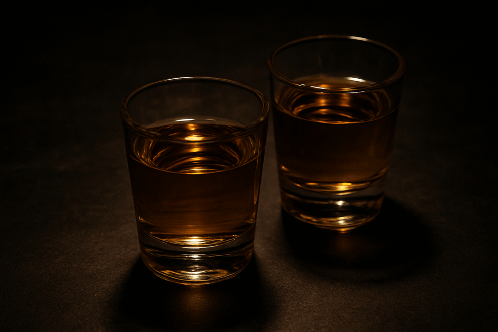 two drinks of tequila