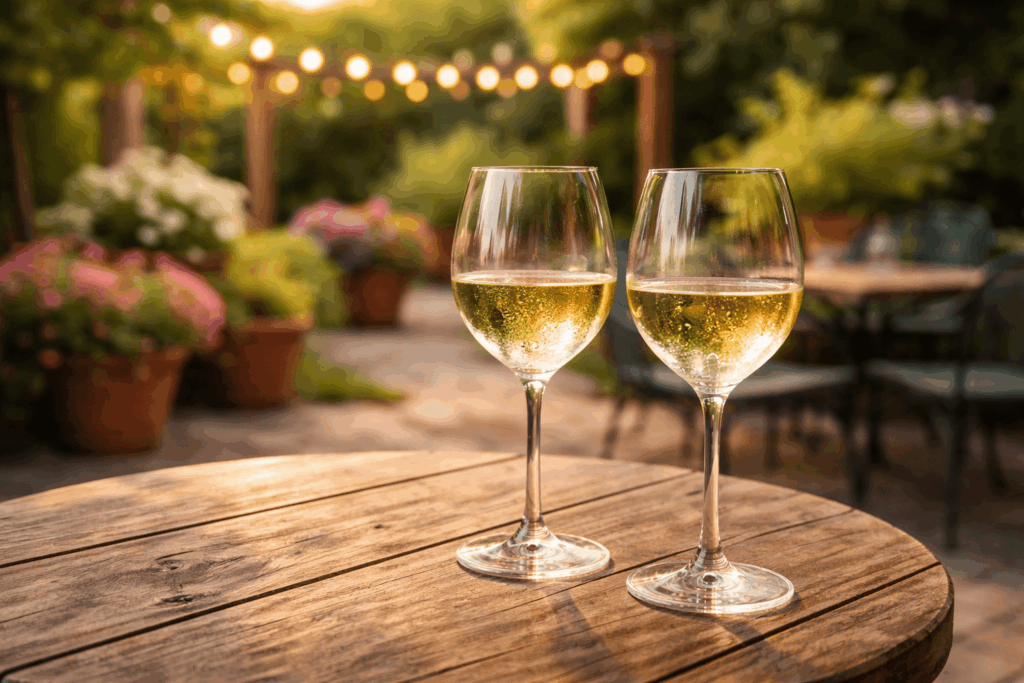 two glasses of dry white wine