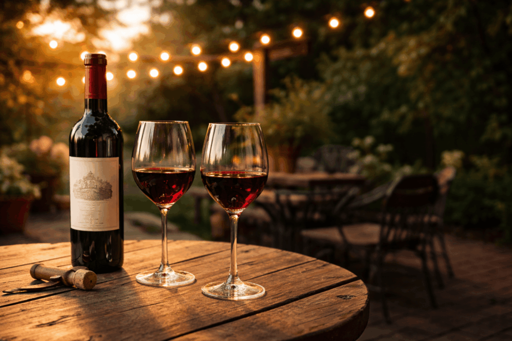 red wine with two glasses